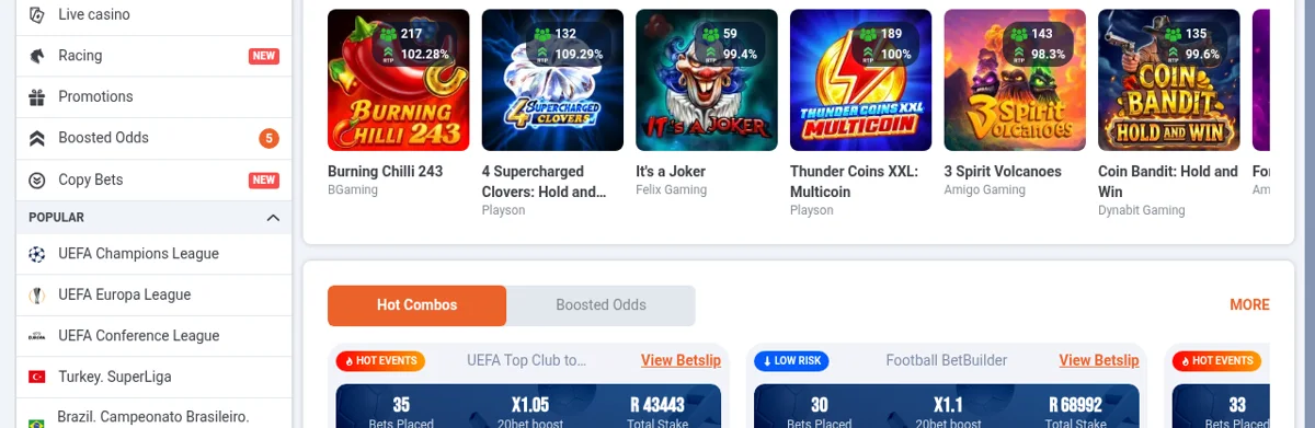 Aperçu de 20bet — plateforme de paris sportifs