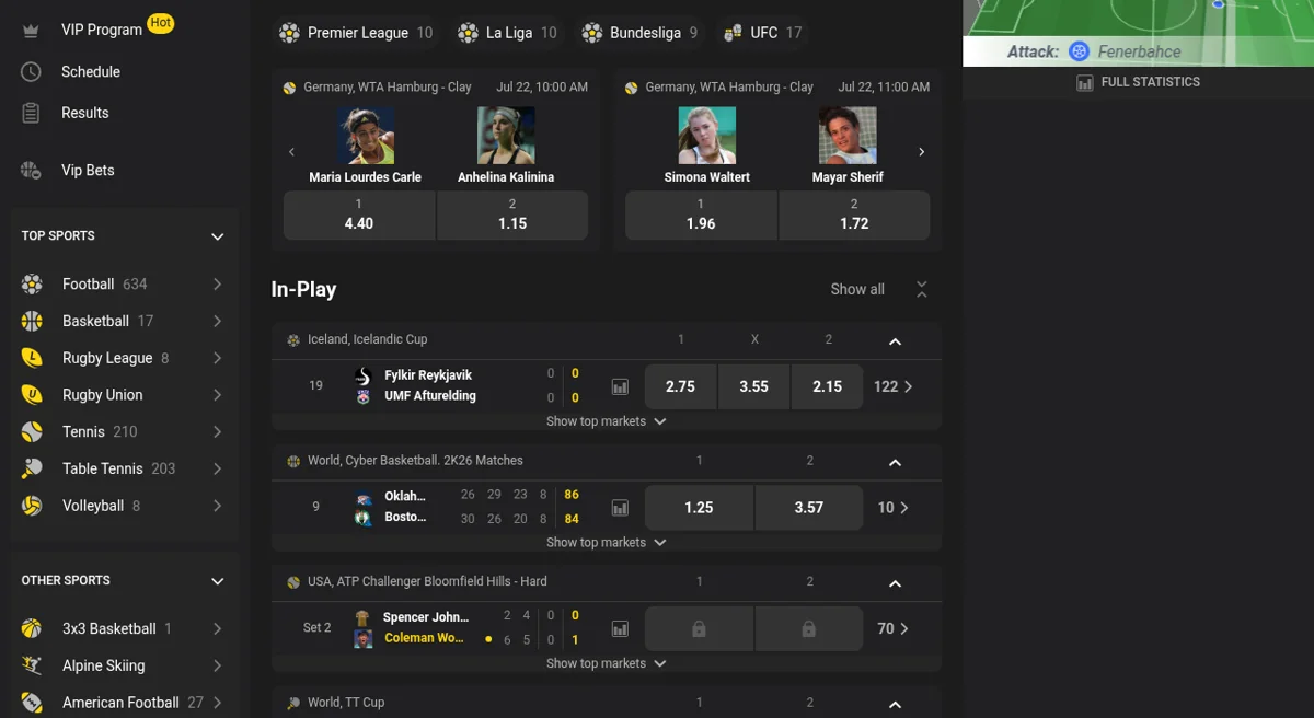 Aperçu de Betibet — plateforme de paris sportifs